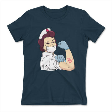 Strong Nurse Womens T-Shirt in Midnight Navy color